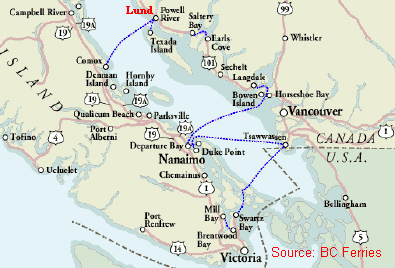 BC Ferries Routes - Lower Mainland and Sunshine Coast